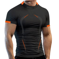 Mandotos men's summer gym breathable T-shirt, quick-drying jogging and training tee for running and fitness activities.