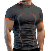 Mandotos men's summer gym breathable T-shirt, quick-drying jogging and running T-shirt for fitness and training.