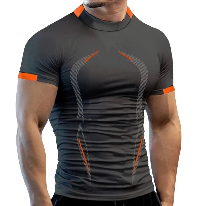 Mandotos men's summer gym breathable T-shirt, quick-drying jogging and running T-shirt for fitness and training.