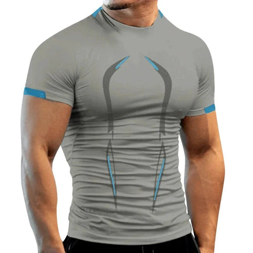 Mandotos men's summer gym breathable T-shirt, quick-drying jogging and training T-shirt designed for running and fitness.