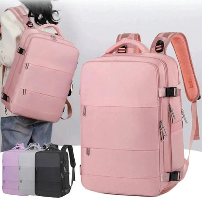 Mandotos new travel backpack for women with large capacity, dry and wet compartments, computer storage, ideal for college and travel.