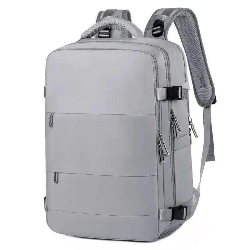 Mandotos large-capacity female travel backpack with dry and wet compartments, ideal for luggage, college, and computer storage.