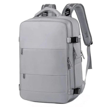Mandotos large-capacity female travel backpack with dry and wet compartments, ideal for luggage, college, and computer storage.
