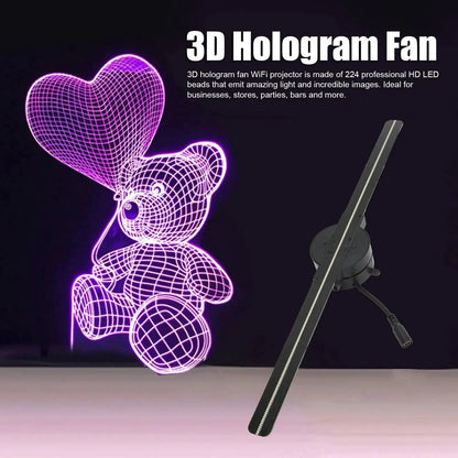 Mandotos NextGen 3D Ad Fan displaying vibrant 3D visuals on a sleek digital screen.