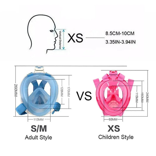 Mandotos OceanView full face snorkel mask with 180° visibility, anti-fog technology, and adjustable straps.