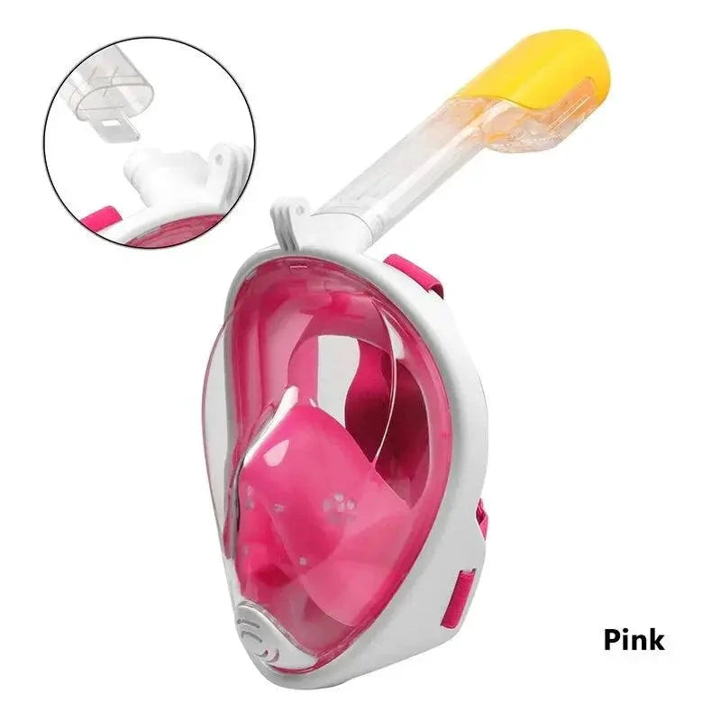 Mandotos OceanView snorkel mask with 180° panoramic vision, featuring a clear silicone skirt and adjustable strap for underwater exploration.