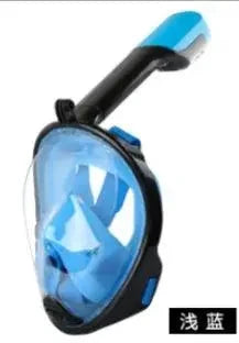 Mandotos OceanView snorkel mask with 180° panoramic vision, featuring a clear silicone skirt and adjustable straps for underwater exploration.