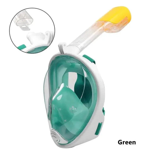 Mandotos OceanView snorkel mask with 180° panoramic vision for clear underwater viewing during snorkeling adventures.