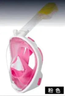 Mandotos OceanView snorkel mask with 180° panoramic vision showing a diver underwater with clear visibility and vibrant marine life