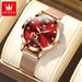 Mandotos OLEVS luxury ladies' rose gold quartz watch with stainless steel mesh strap and love dial, elegant fashion accessory.