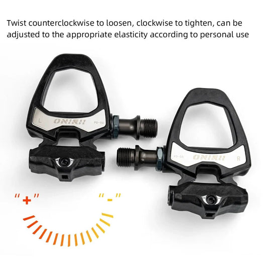 Mandotos ONIRII PD-06 Carbon Lock Pedals for cycling, showcasing lightweight carbon construction and secure locking mechanism.