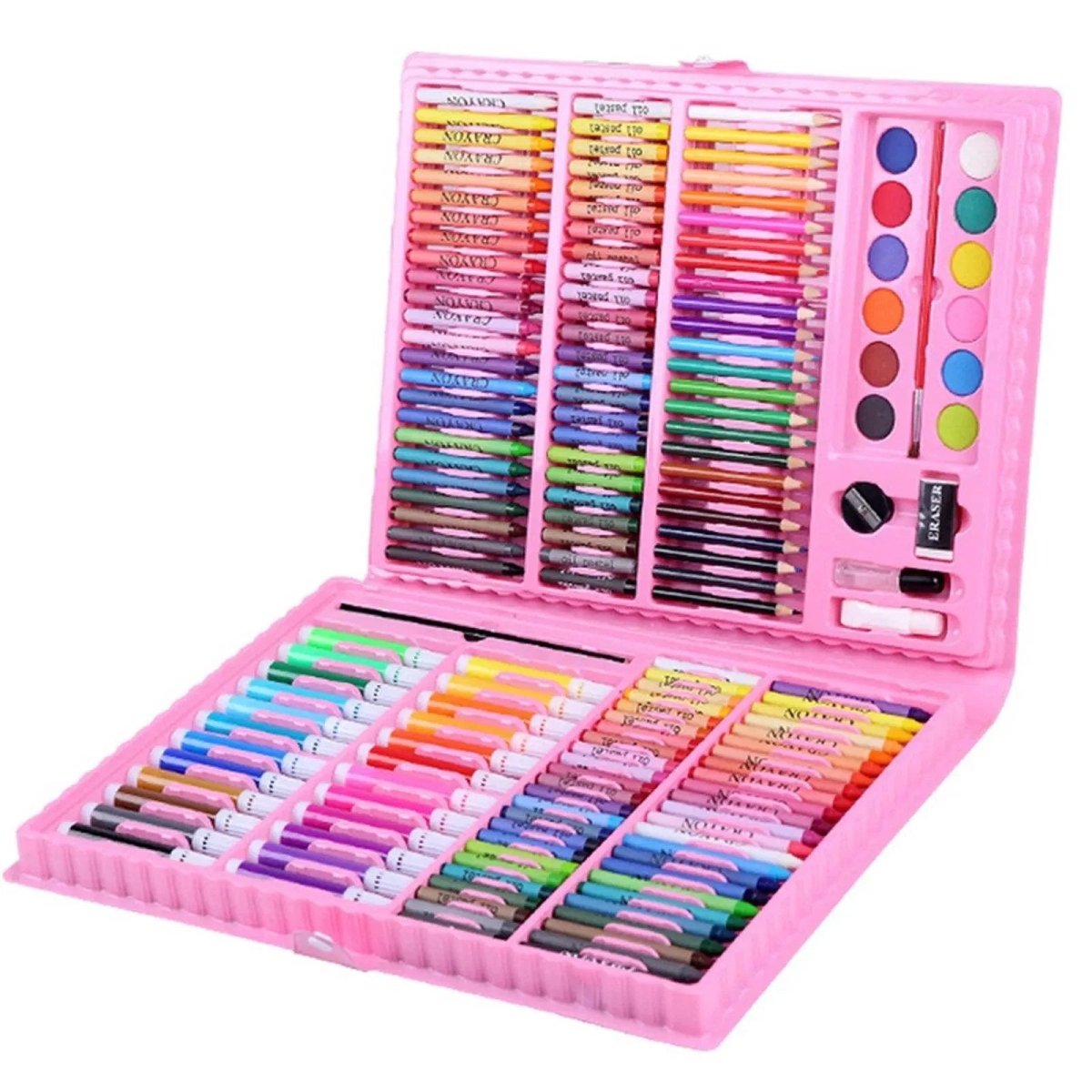 Mandotos painting set with brushes, oil pastels, watercolors, and pens for school art projects and creative painting activities.