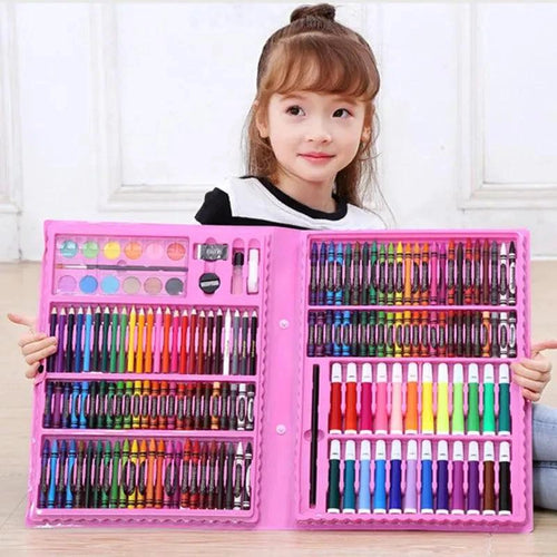 Mandotos painting set with brushes, oil pastels, and watercolor pens for school art projects and creative painting.
