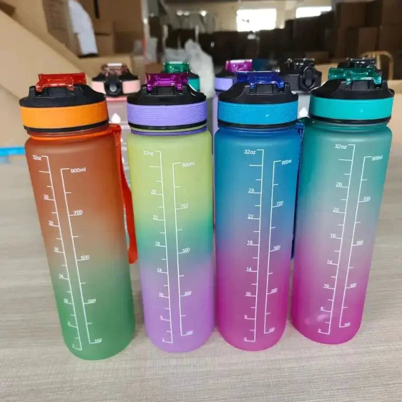 Mandotos PeakHydrate motivational water bottle with inspiring quote and leak-proof design, ideal for fitness and hydration.
