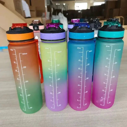 Mandotos PeakHydrate motivational water bottle with inspiring quote and leak-proof design, ideal for fitness and hydration.