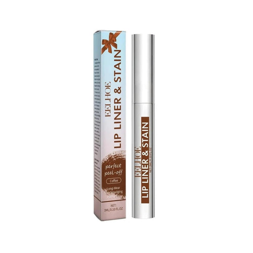 Mandotos waterproof peeling lip gloss with long-lasting lip liner, matte finish, hydrating formula, and peel-off tattoo effect.