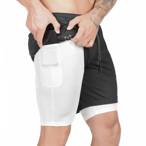 Mandotos pocket compression shorts showing a close-up of the black athletic shorts with side pockets and elastic waistband.