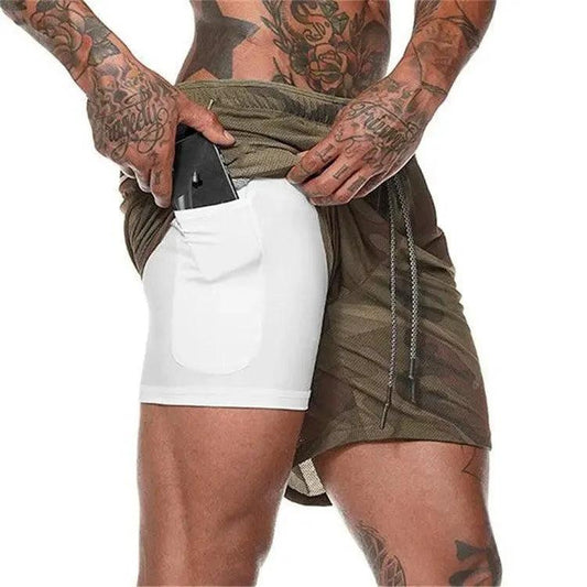 Mandotos Pocket Compression Shorts with side pockets, made of stretchy fabric for athletic support and comfort.