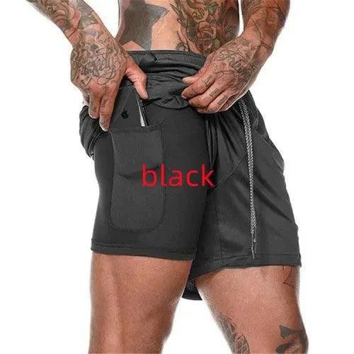 Mandotos pocket compression shorts in black with side pockets, designed for athletic support and comfort.