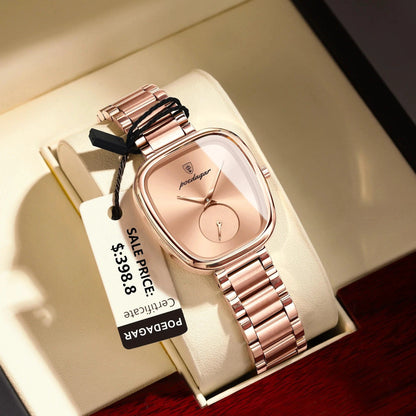 Mandotos POEDAGAR elegant women's quartz watch with waterproof stainless steel strap, stylish and suitable for confident ladies.