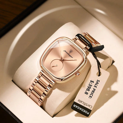 Mandotos POEDAGAR elegant women's quartz watch with waterproof stainless steel case and classic design.