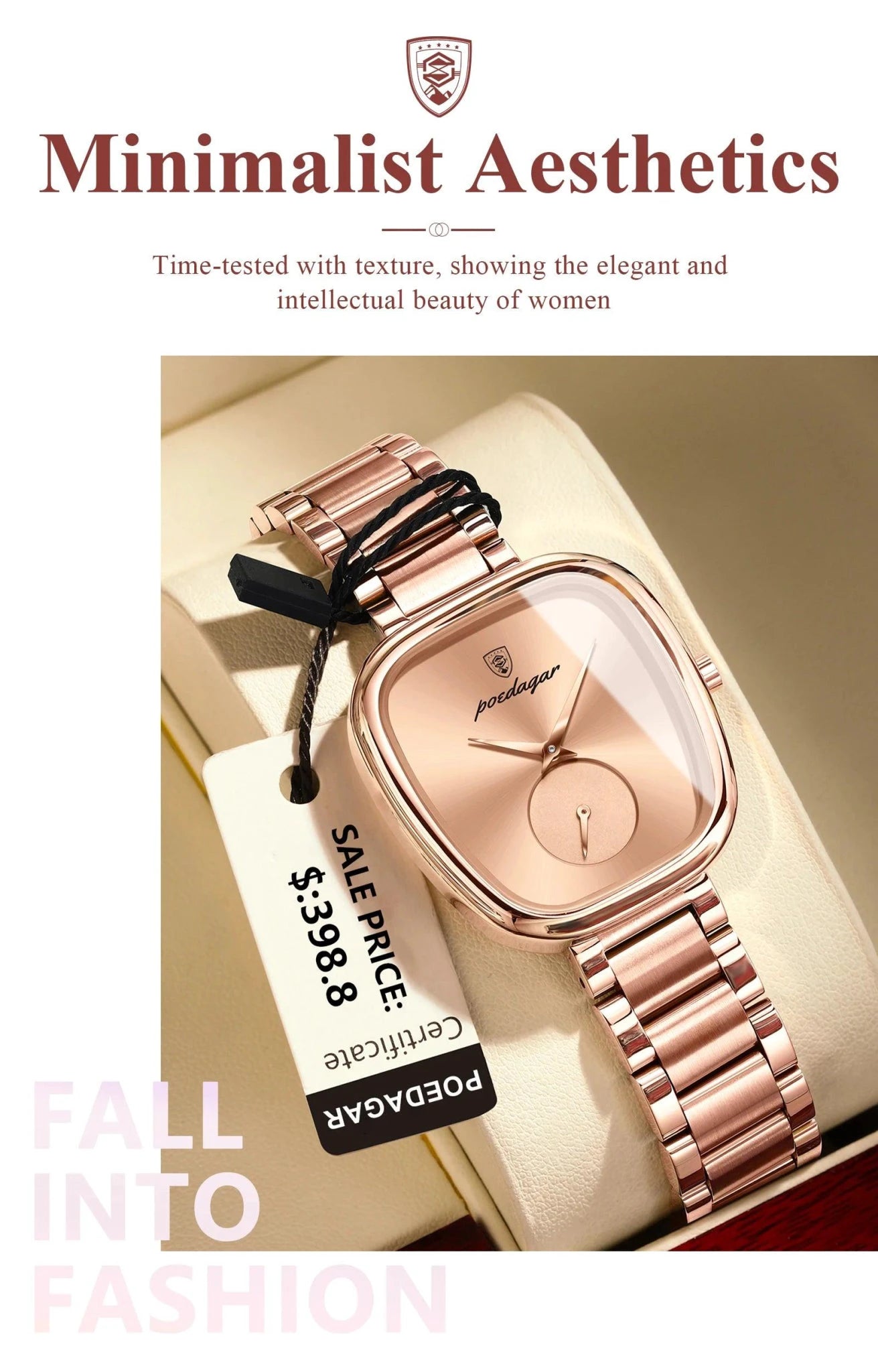 Mandotos POEDAGAR elegant women's quartz watch with waterproof stainless steel band and stylish design for confident ladies.