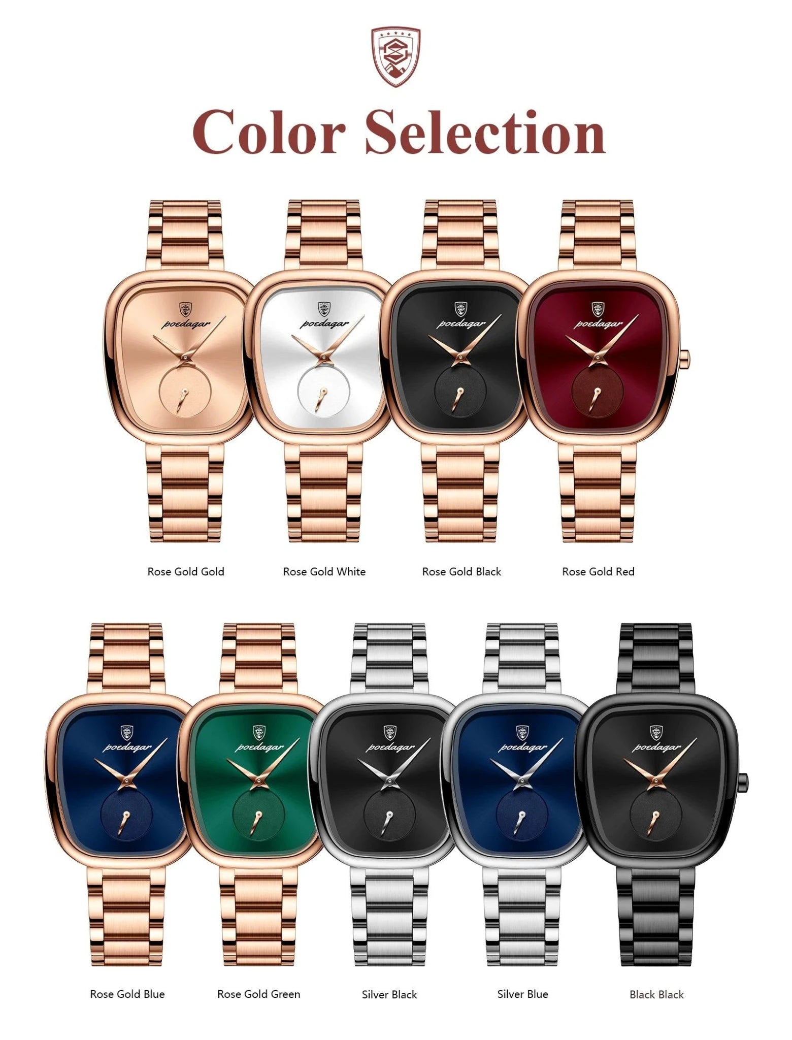 Mandotos POEDAGAR elegant women's quartz watch with stainless steel strap, waterproof design, suitable for confident ladies.