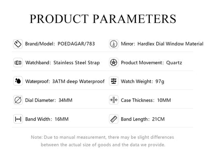 Mandotos POEDAGAR elegant women's quartz watch with waterproof stainless steel band, stylish timepiece for confident ladies.