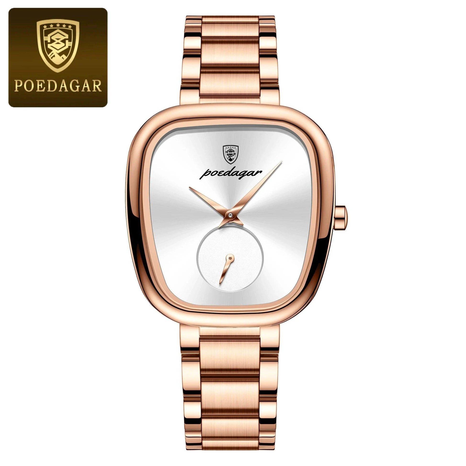 Mandotos POEDAGAR elegant women's quartz watch with waterproof stainless steel case and sleek design for confident ladies.