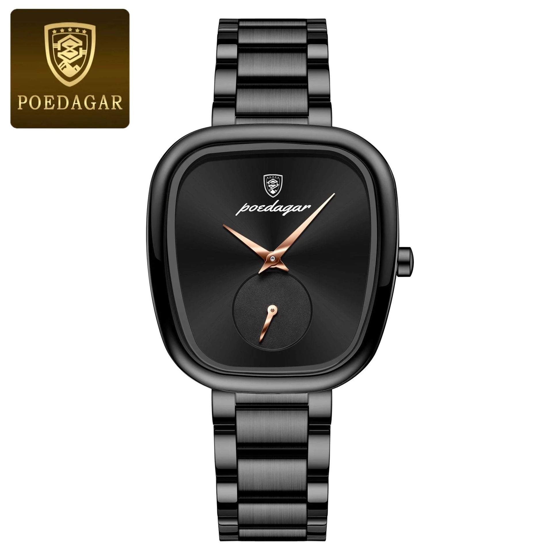 Mandotos POEDAGAR elegant women's quartz watch with waterproof stainless steel band, stylish timepiece for confident ladies.