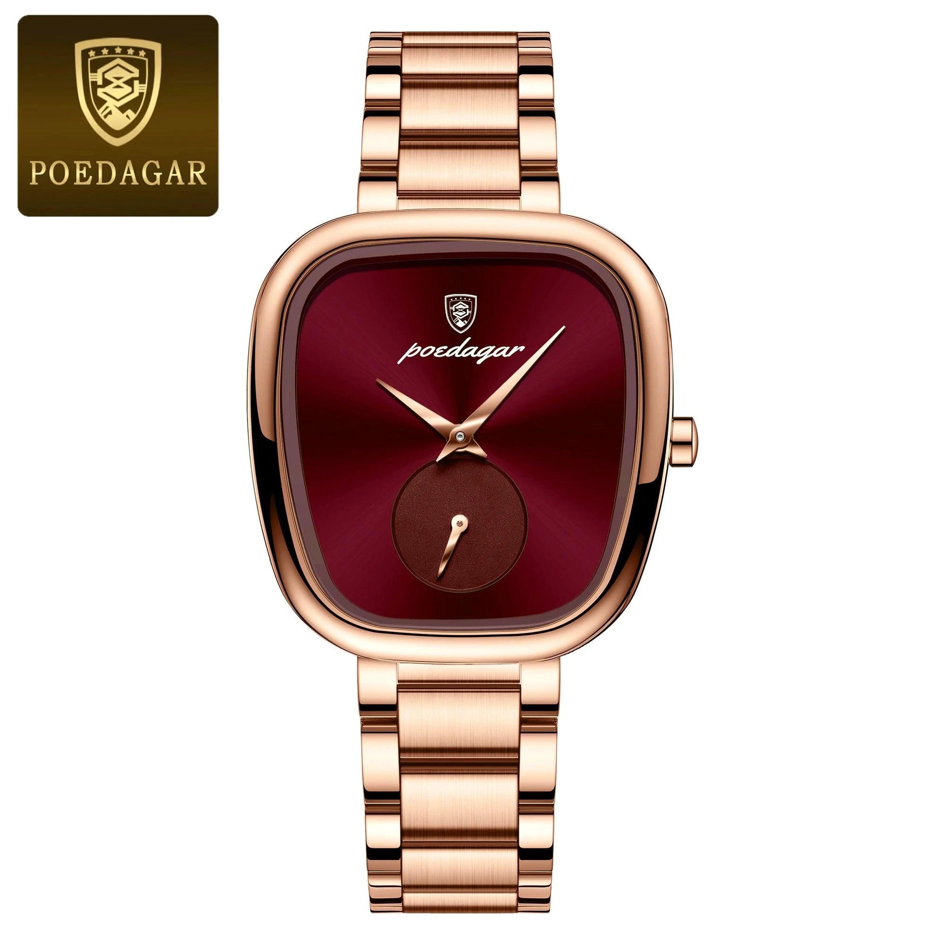 Mandotos POEDAGAR elegant women's quartz watch with waterproof stainless steel band and classic design.