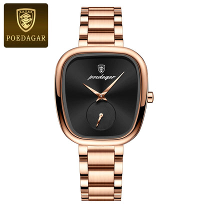 Mandotos POEDAGAR women's quartz watch with waterproof stainless steel band, elegant design for confident ladies.
