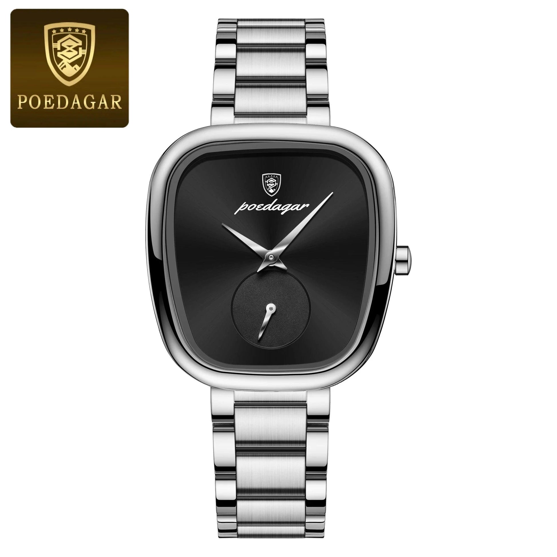 Mandotos POEDAGAR elegant women's quartz watch with waterproof stainless steel band, stylish timepiece for confident ladies.