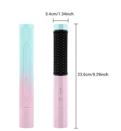 Mandotos portable 2-in-1 hair styler with ceramic plates and adjustable temperature for versatile hair styling.