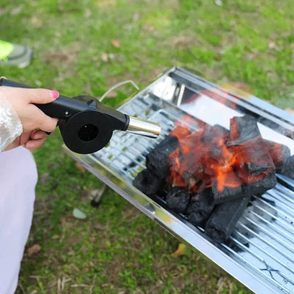 Mandotos portable BBQ blower with ergonomic handle and adjustable airflow for easy outdoor grilling.