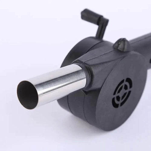 MANDOTOS portable BBQ blower for easy ignition, compact design with a handle, ideal for outdoor grilling and barbecues.