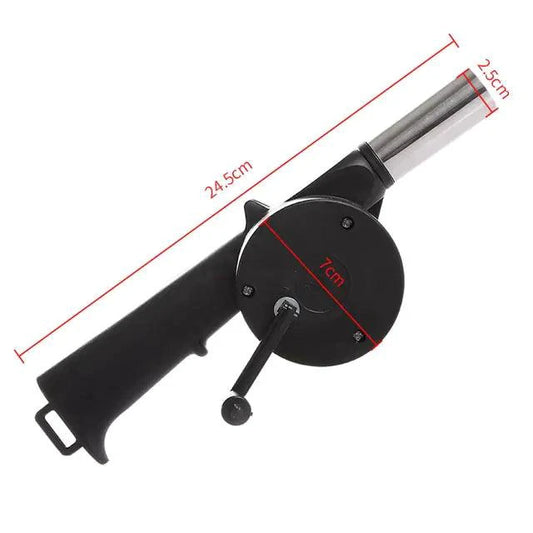 Mandotos portable BBQ blower with ergonomic handle for easy outdoor grilling and charcoal ignition.