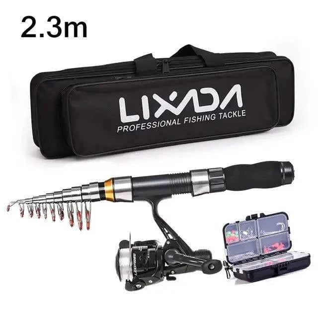 Mandotos Portable Fishing Pro Rod Kit with multiple rods and gear for anglers, compact and easy to carry for fishing trips.