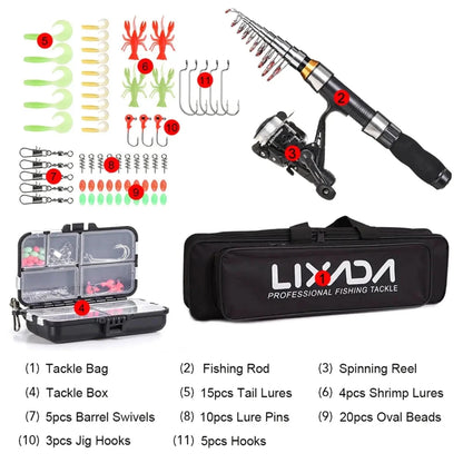 Mandotos Portable Fishing Pro Rod Kit with premium gear, compact design ideal for anglers and outdoor fishing adventures.