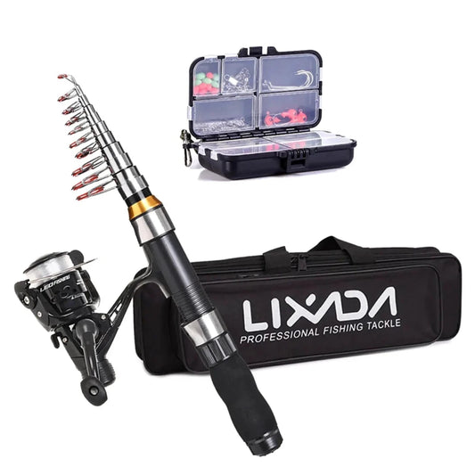 Mandotos Portable Fishing Pro Rod Kit with multiple rods and tackle storage, ideal for anglers on the go.