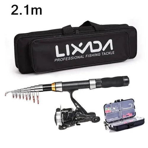 Portable MANDOTOS Fishing Pro Rod Kit with multiple rods and gear for anglers, ideal for fishing trips and outdoor use.