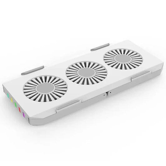 Mandotos portable slim smart laptop cooling pad with USB 3 fans for 17-inch gaming and notebook laptops, plug-and-play design.