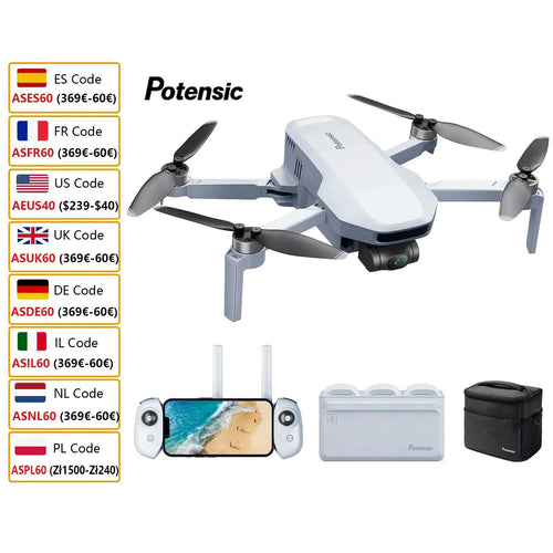 Mandotos Potensic C0 Mini Drone with 3-axis gimbal, 4K camera, GPS, brushless motors, compact quadcopter for travel and gifts.