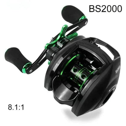 Mandotos Precision Bait Caster fishing reel with metal body and ergonomic handle for smooth casting and retrieval.