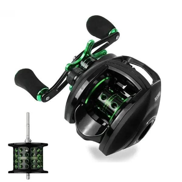 Mandotos Precision Bait Caster reel with ergonomic handle and high-quality fishing line for smooth casting and retrieval.