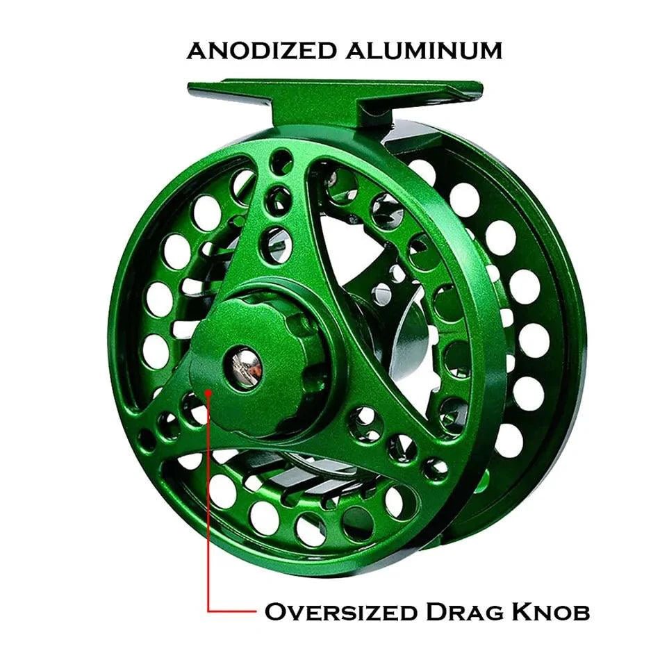 Mandotos Precision Cast Fishing Reel showing the detailed metal body and spool, designed for smooth casting and durability.