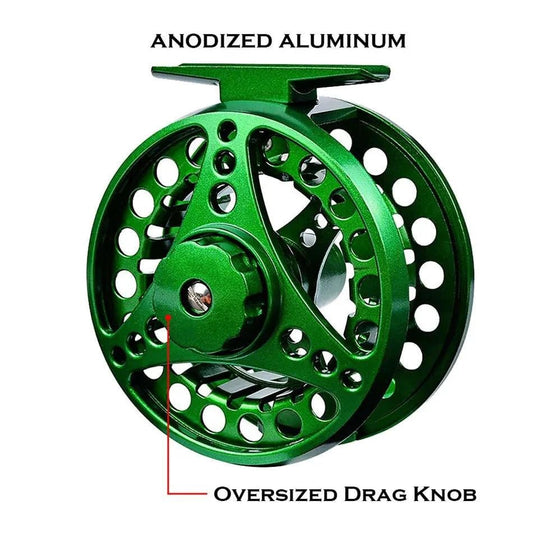 Mandotos Precision Cast Fishing Reel showing the detailed metal body and spool, designed for smooth casting and durability.