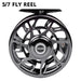 Mandotos Precision Fly Caster Reel with metal handle and spool, designed for smooth fly fishing casting.