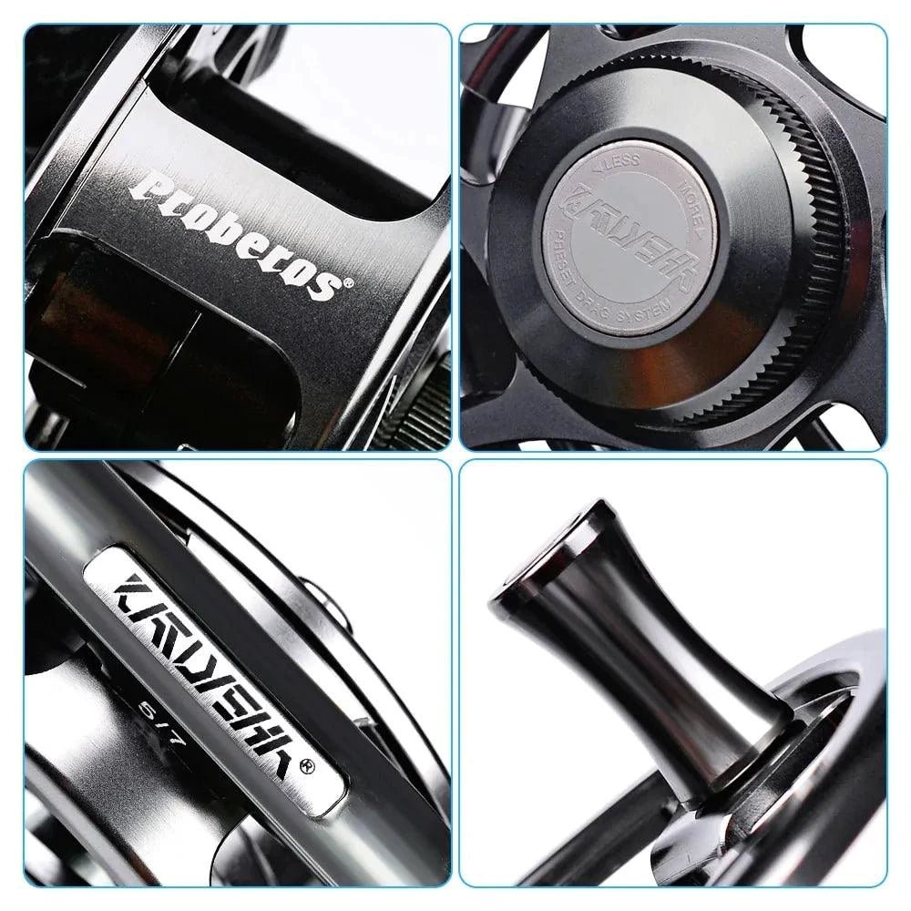 Mandotos Precision Fly Caster Reel with metal handle and spool for smooth casting and durability in fly fishing.