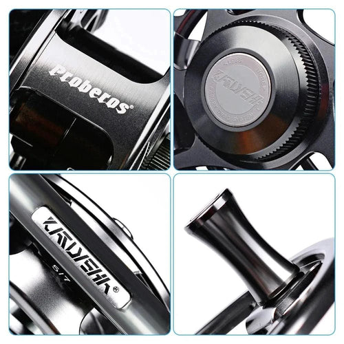 Mandotos Precision Fly Caster Reel with metal handle and spool for smooth casting and durability in fly fishing.